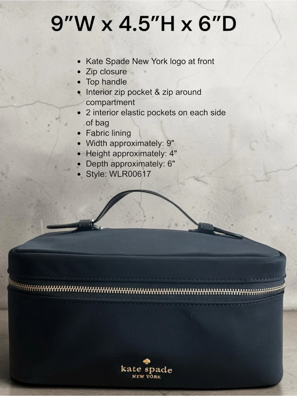 Kate Spade New York Black Nylon Vanity Cosmetic Train Case Travel Bag